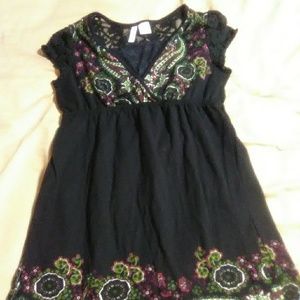 Full tilt flowered black shirt